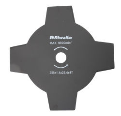 (obrázek pro) Riwall PRO Žací nůž čtyřzubý ke křovinořezu pr. 255mm, vnitřní průměr 25,4mm, tloušťka 1,4mm